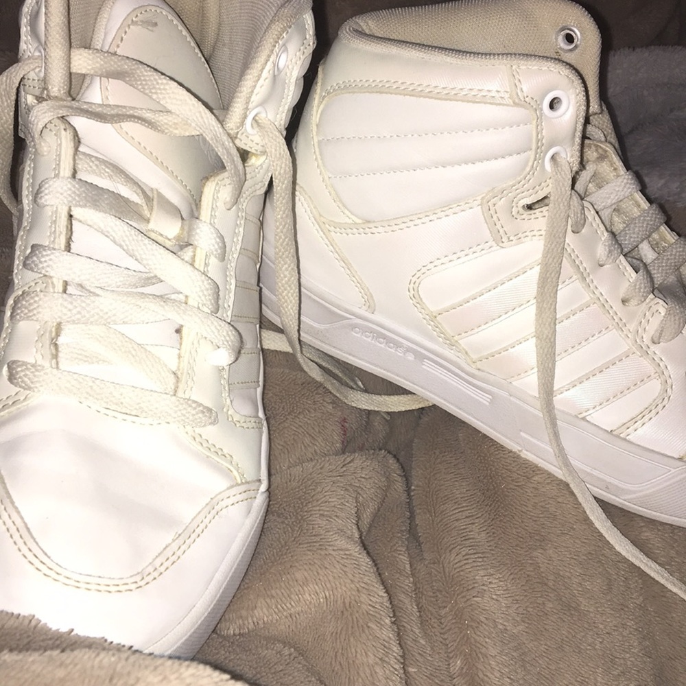 White Adidas Hightops in amazing condition!!